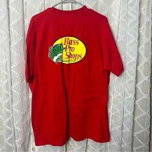 Vintage Single Stitch Classic Logo Bass Pro Shop Made in USA Red Shirt L Large